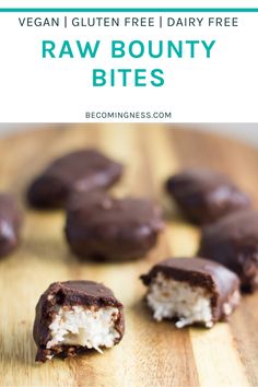 vegan gluten free dairy - free raw bounty bites on a cutting board