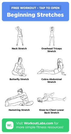 an exercise poster with instructions for beginners to do the back stretch and how to use it