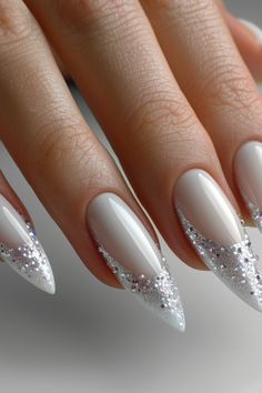 White Nails Winter French Nails, Of White Nails, White French Tip Nails, Elegant Touch Nails, Nail Short, Cruise Nails, Bella Nails, Nail Glam