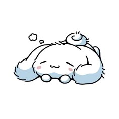 a cartoon cat sleeping with its head on top of it's back and eyes closed