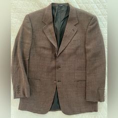 Valentino Uomo Made In Italy Vintage 3-Button Single Breasted Notch Lapel Glen Plaid Tweed Wool Suit Jacket Size 42r Color Rust Brown 100% Pure Virgin Wool - Single Breasted - Notch Lapel - Three Button Closure (Rolls To A 2-Button Stance) - No Vent - Upper Welt, Lower Slit Pockets (Still Sewn Shut) Condition Very Good To Excellent Vintage *Pin Head Size Holes On Back. Please See Last Photo Approx. Shoulders 20” Chest 42” Length 31” Sleeve 36” Measured From Center Of Collar Sleeve 24 1/2” Measured From Shoulder Seam *1 1/2” To Let Out At Cuff If Needed There Is No Planet B! Purchasing Pre-Owned Clothing Has Many Benefits In Addition To Creating Jobs An Valentino Suit, There Is No Planet B, No Planet B, Pin Head, Italy Vintage, Glen Plaid, Wool Suit, Tweed Jacket, Sport Coat