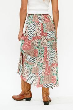 Indulge in luxury with our Bradyn Patchwork Print Skirt. Crafted from 100% rayon, this lightweight skirt features a stunning patchwork print. Its elastic waist provides ultimate comfort and versatility. 100% Rayon Model Measurements: Hips 34” Waist 25” Bust 32” Height 5’6.5, wearing a size small Multicolor Boho Print Skirt, Bridesmaid Tops, Print Maxi Skirt, Patchwork Print, Printed Maxi Skirts, Print Skirt, Man Swimming, Romper Pants, Printed Maxi