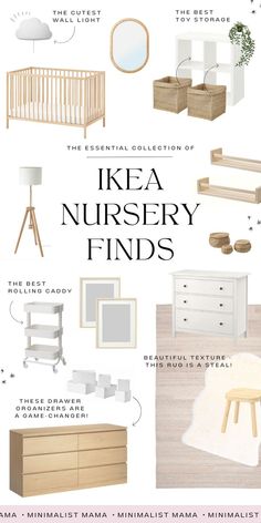 the ikea nursery finds list is full of furniture, decor and accessories for baby's room