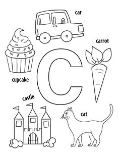 the letter c is for cupcake coloring page