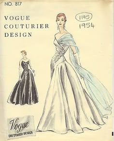 Find many great new & used options and get the best deals for 1954 Vintage VOGUE Sewing Pattern B32 DRESS EVENING GOWN (1175) at the best online prices at eBay! Free shipping for many products! Evening Gown Pattern, Norman Hartnell, Gown Sewing Pattern, Vintage Vogue Patterns, 1950s Sewing Patterns, Vintage Vogue Sewing Patterns, Gown Pattern, Vogue Sewing, Evening Gown Dresses