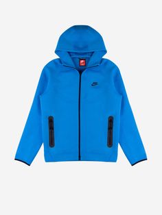 Hood  Zipper closure  Zippered side pockets  Nike logo on chest   Size & Fit: Fit regular Nike Tech Hoodie, Nike Sweats, Marina Blue, Nike Tech Fleece, Nike Tech, Tech Fleece, Blue Nike, Fleece Sweatshirt, New Nike