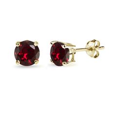 Earrings Display, Red Earrings Stud, Ruby Earrings Studs, Beautiful Stud Earrings, Gold Earrings For Women, Solitaire Earrings, Womens Earrings Studs, Buy Earrings, Birthstone Earrings