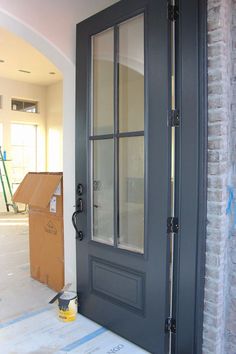 the front door is being painted and ready to be installed