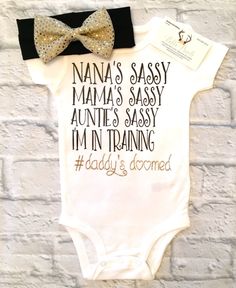 A personal favorite from my Etsy shop https://www.etsy.com/listing/511236369/baby-girl-clothes-sassy-bodysuits-sassy Baby Girl Clothes Newborn, Newborn Girl Clothes, Baby Aunt, Big Personality, Kampot, Aunt Shirts, Baby Sleep Problems, Baby Arrival, Pregnant Mom