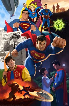 superman the animated movie poster with many characters