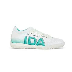 a white and green sneaker with the word ida on it's side