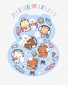 an animal themed sticker with the number 8 in it's center surrounded by other animals