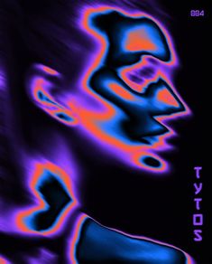 an abstract image of a man's face in purple and blue colors with the words tyton on it