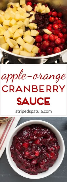 cranberry sauce in a pot with apples and strawberries