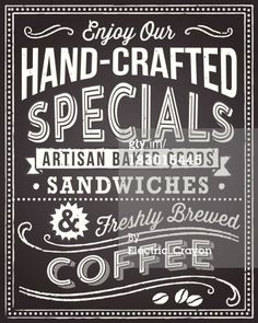 a chalkboard sign with the words hand - crafted specials written on it