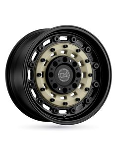 a black and beige wheel on a white background