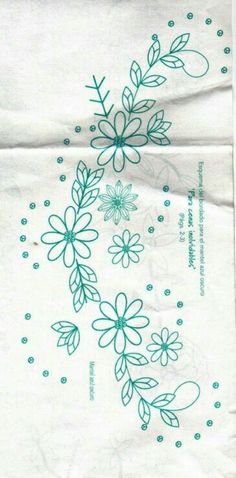 two pieces of white paper with green floral designs on the front and back of them