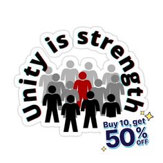 a sticker with the words, quality is strength buy 10 get 50 % off