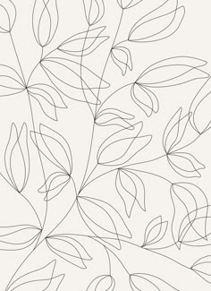 a black and white drawing of leaves