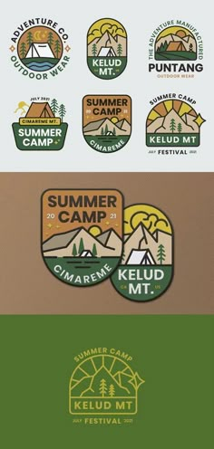 Camping illustration Summer Camp T Shirts Design Ideas, Camp T Shirt Design, Vintage Summer Camp Logo, Camping T Shirt Design, Summer Camp Badges, Scout Badge Design, Summer Camp Tshirt Design Ideas, Summer Camp Advertisement Ideas, Camp Logo Ideas