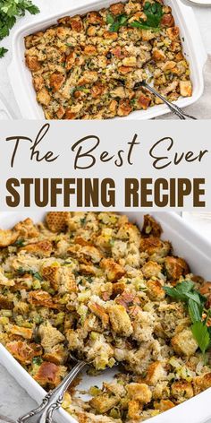 the best ever stuffing recipe in a casserole dish