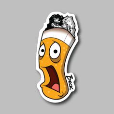 a sticker with an image of a cartoon character wearing a chef's hat