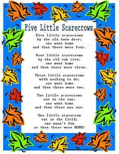 a poem written in the style of autumn leaves on a blue and white background with an orange border