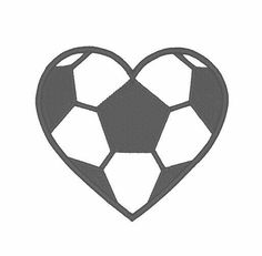 a soccer ball in the shape of a heart on a white background embroidery design pattern