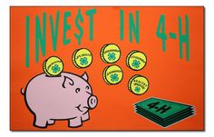 a pig with coins coming out of it and the words invest in 4h on an orange background