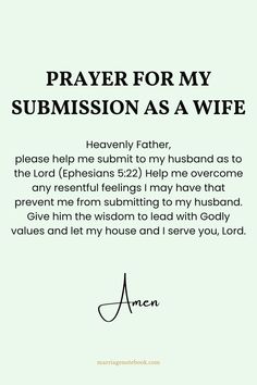 prayer for my submision as a wife