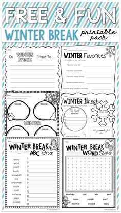 the winter break worksheet for students to practice their writing skills and reading alouds