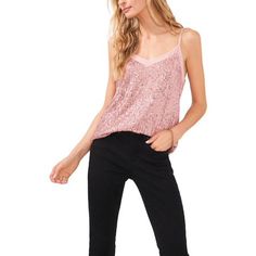 Manufacturer: 1.State Style Type: Tank Top Collection: 1.State Sleeve Length: Sleeveless Material: 95% Polyester/5% Spandex Fabric Type: Mesh Specialty: Sequined Sku: BH5969274 Size: XS.  Color: Pink.  Gender: female.  Age Group: adult. Sequin Tank Tops, Independent Women, Running Tops, Casual Coat, Top Collection, Dillard's, Cozy Knits, Buy 1, Party Outfit