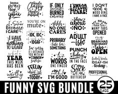 the funny svg bundle includes words and phrases