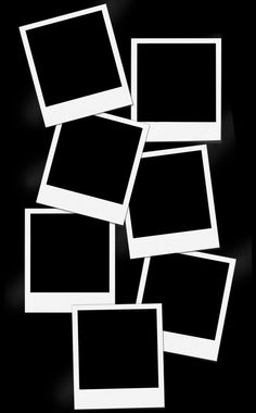 several black and white polaroid frames stacked on top of each other in the shape of rectangles