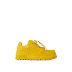 LOUIS VUITTON® - Lv Trainer Maxi Sneaker - Yellow Lv Sneakers, Alligator Print, Trainer Sneakers, Leather Denim, Buckle Shoes, Maisie Williams, Louis Vuitton Official, Pharrell Williams, Mens Spring