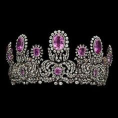 Topaz Tiara, Diamond Parure, Tiaras Jewellery, Vintage Tiara, Imperial Topaz, Pink Topaz