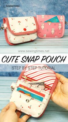 the cute snap pouch sewing pattern is easy to sew and can be used as a wallet