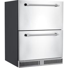 two stainless steel refrigerators side by side