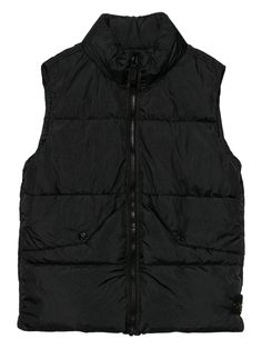 black quilted padded design front zip fastening funnel neck sleeveless elasticated cuffs two front flap pockets logo patch to the side full lining Boys Waistcoat, Stone Island Junior, Dress With Jean Jacket, Baby Boy Accessories, Gucci Kids, Dolce And Gabbana Kids, Kids Jordans, Boys Jacket, Stella Mccartney Kids