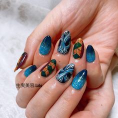 Giyuu Nails, Uñas Demon Slayer, Shinobu Nails, Mha Nails, Cat Nail Designs, Glamorous Nails