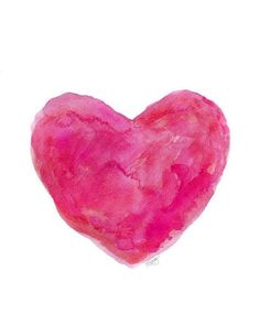 a watercolor painting of a pink heart