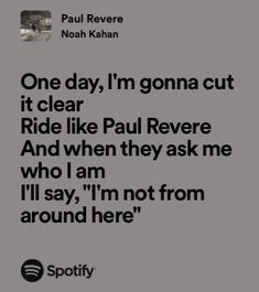 an ad for spotify featuring paul revere's song, i'm not from around here