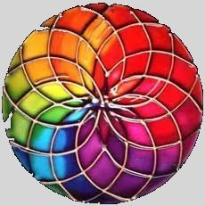 an image of a colorful flower made out of many colors in the shape of a rainbow