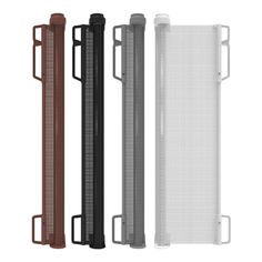 three different types of mesh screens are shown in this image, one is white and the other is brown