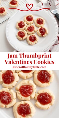 Quick and easy homemade jam thumbprint cookies, made with shortbread dough and raspberry jam, are one of our favorite Valentines cookies, Valentines desserts, and Valentines treats. A fun recipe for kids to make and enjoy at home or at school, these cookies are perfect for a Valentines party dessert table or Galentines day girl's night. Add these delicious bites to your list of Valentines food to try this year!