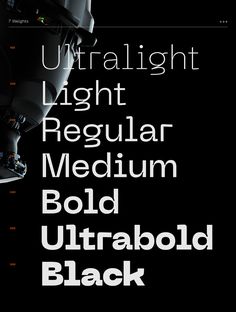 an image of a black and white poster with the words, ultralight light regular medium bold