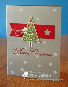 a card with a christmas tree on it