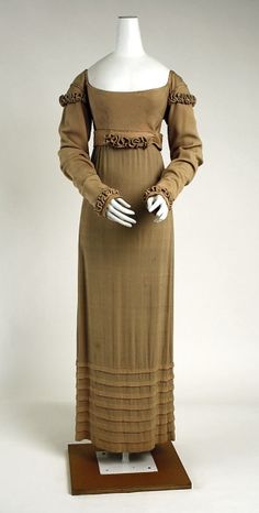 Dress of Pale Cocoa Silk. American, c. 1810. by lynette