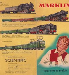 an advertisement for marklin trains from the early 1900's, with pictures of train engines