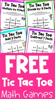 free tic tac toe math games for kids to practice addition and subtraction